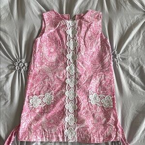 Lilly Pulitzer Pink Paisley Dress with White Lace Accents